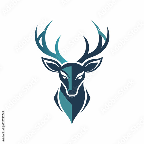 a minimalist deer head logo vector art illustration icon logo featuring a modern stylish shape with an underline set on a solid white background © Merry