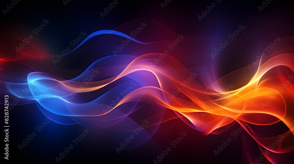 Fototapeta premium Two intertwined red and blue flames background. Digital art illustration. Generative AI.