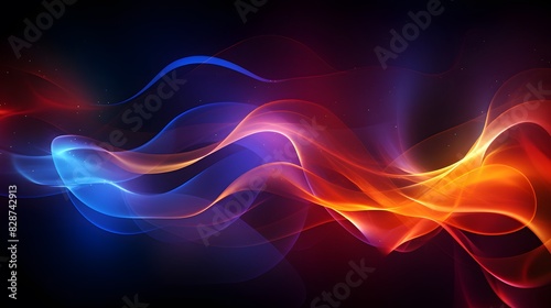 Two intertwined red and blue flames background. Digital art illustration. Generative AI.