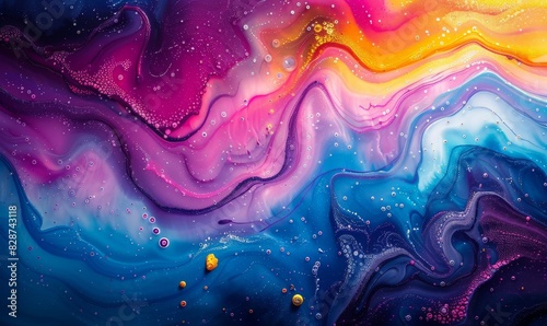 colorfull liquid acrylic paint or fluid bubble flow wallpaper, Abstract background