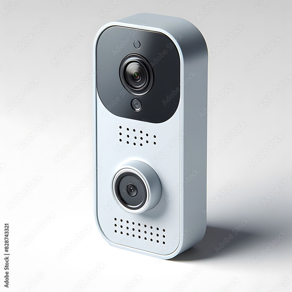 House doorbell surveillance camera on white background. security systems, Generative A House doorbell surveillance camera on white background. security systems, Generative A