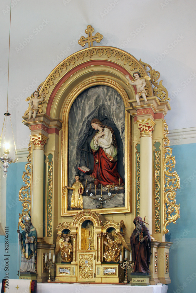 Obraz premium Main altar in the Parish Church of Saint Mary Magdalene in Prilisce, Croatia