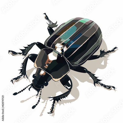 Isometric Ground Beetle Illustration on White Background Generative AI photo