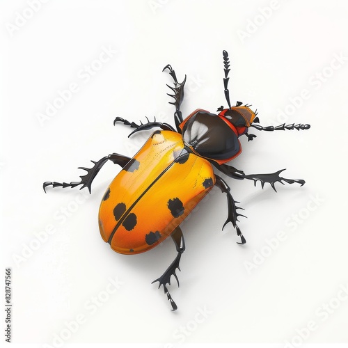 American Burying Beetle Isometric Illustration on White Background Generative AI photo