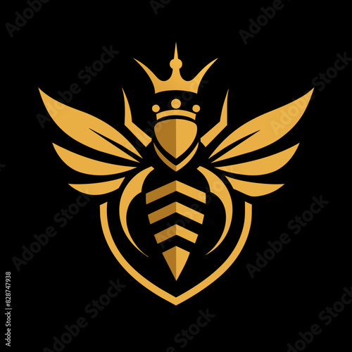 black gold aura Unique regal golden growling bee guitar front view circle. Logo vector exuding luxury and sophistication", premium logo, elegant vector logo, consistency in every shape, perfect logo.