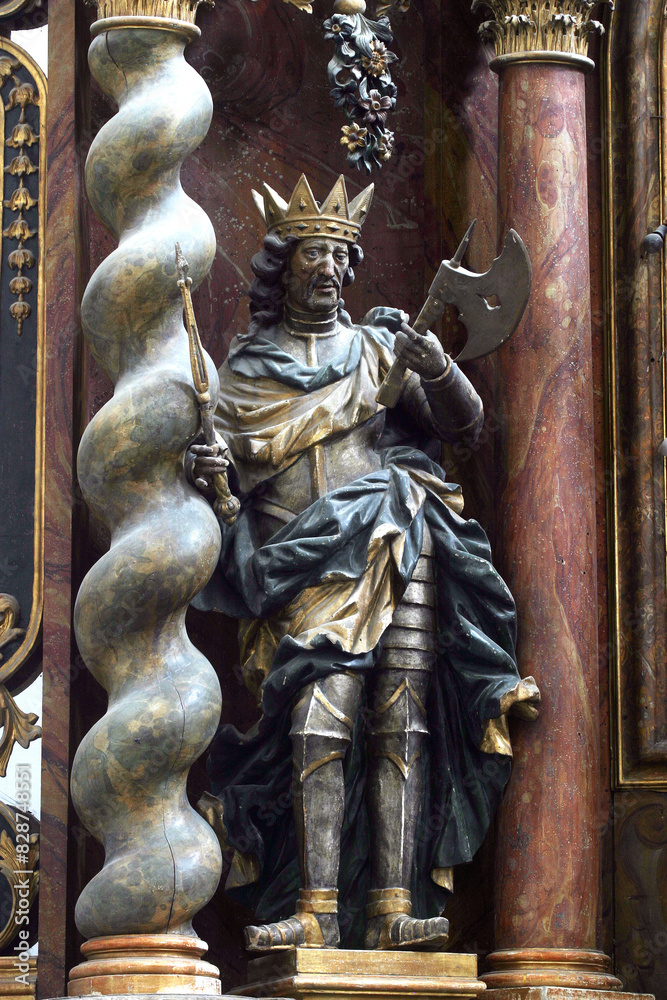 Fototapeta premium Saint Ladislaus of Hungary, main altar in the church of Saint Leonard of Noblac in Kotari, Croatia