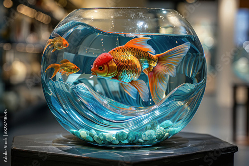 small fish swimming in a transparent aquarium