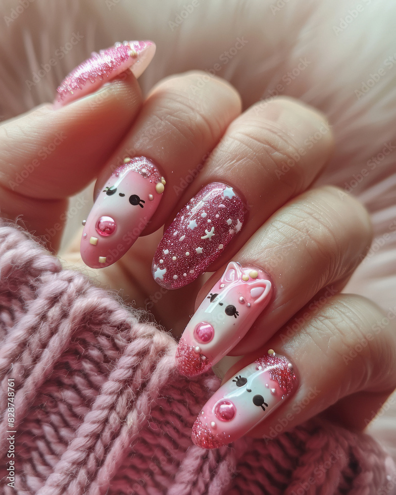 Closeup view of a beautiful female hands with nail paint Closeup view of a beautiful female hands with nail paint