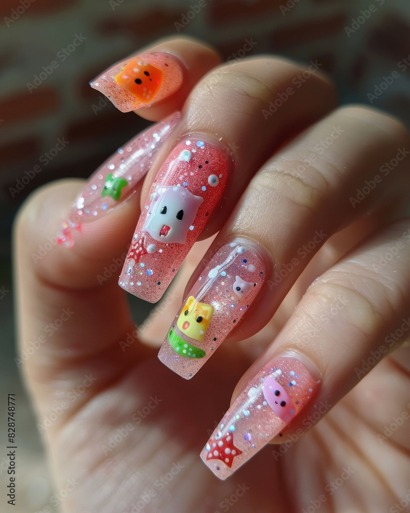 Closeup view of a beautiful female hands with nail paint Closeup view of a beautiful female hands with nail paint