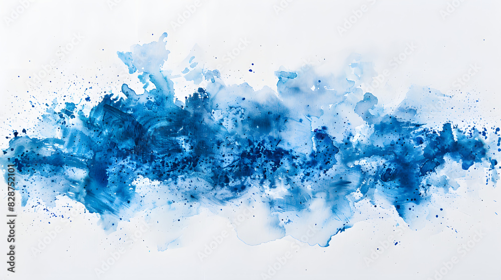 Obraz premium blue watercolour spot abstraction with salt, white background, no splashes