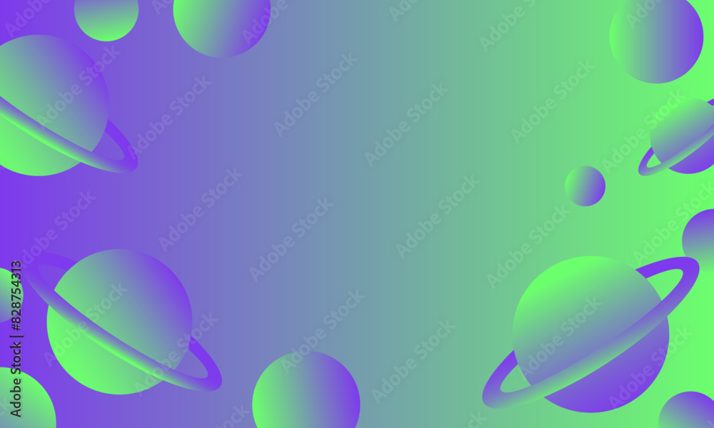 abstract holographic background with planets and space in green and blue colors Vector abstract holographic background with planets and space in green and blue colors Vector