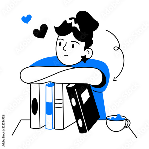 Modern doodle mini illustration of book collection 