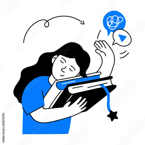Premium doodle mini illustration of a bibliophile 