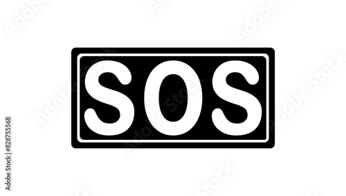 sos emblem, black isolated silhouette