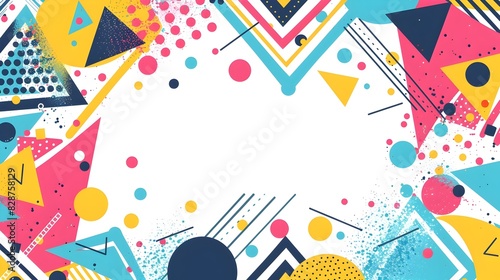 Vibrant Abstract Geometric Pattern with Colorful Shapes and Lines for Modern Design Elements