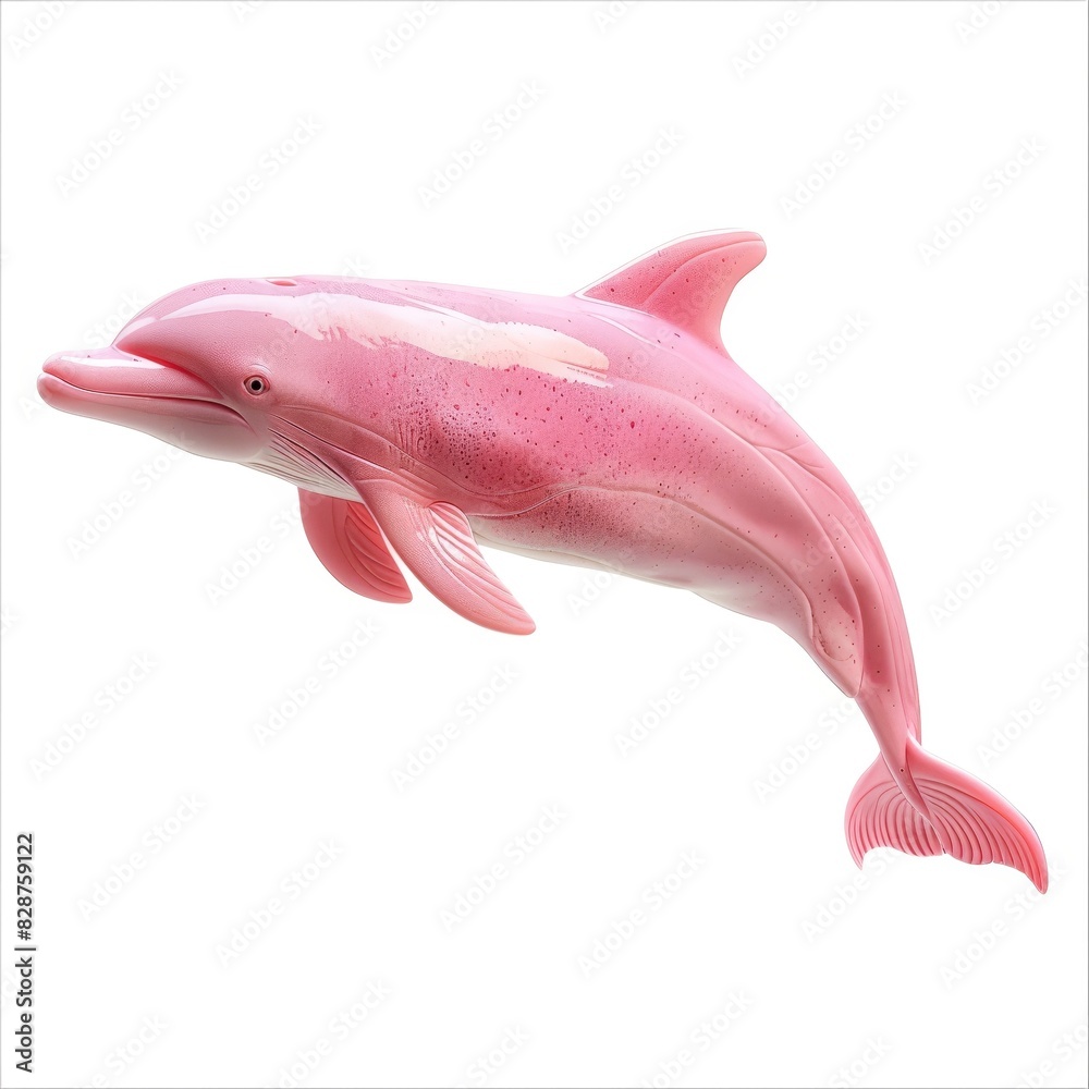 Obraz premium A pink dolphin jumps out of the water.