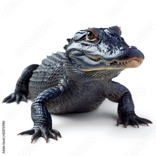 A Black Caiman isolated on a white background