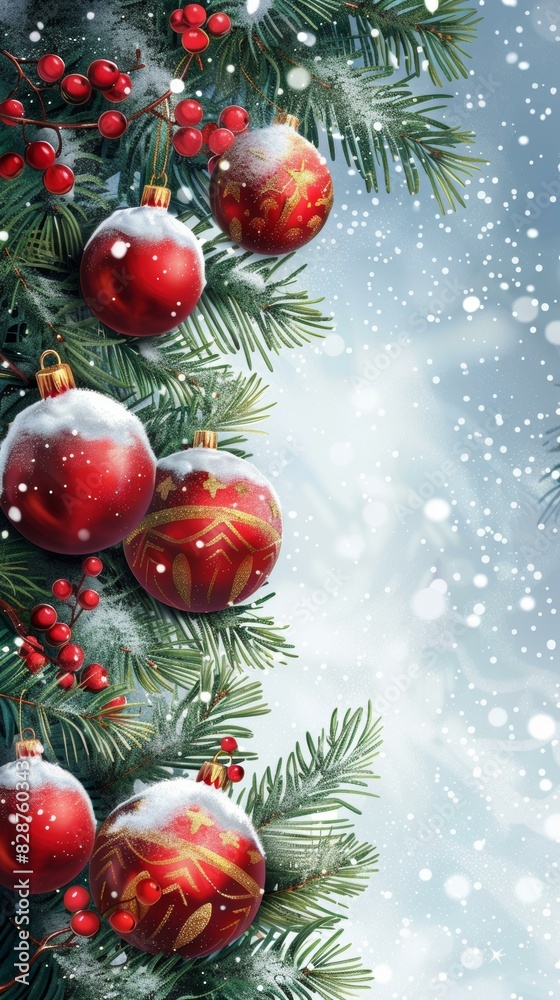 Christmas Tree Branches with Festive Decorations Christmas Tree Branches with Festive Decorations