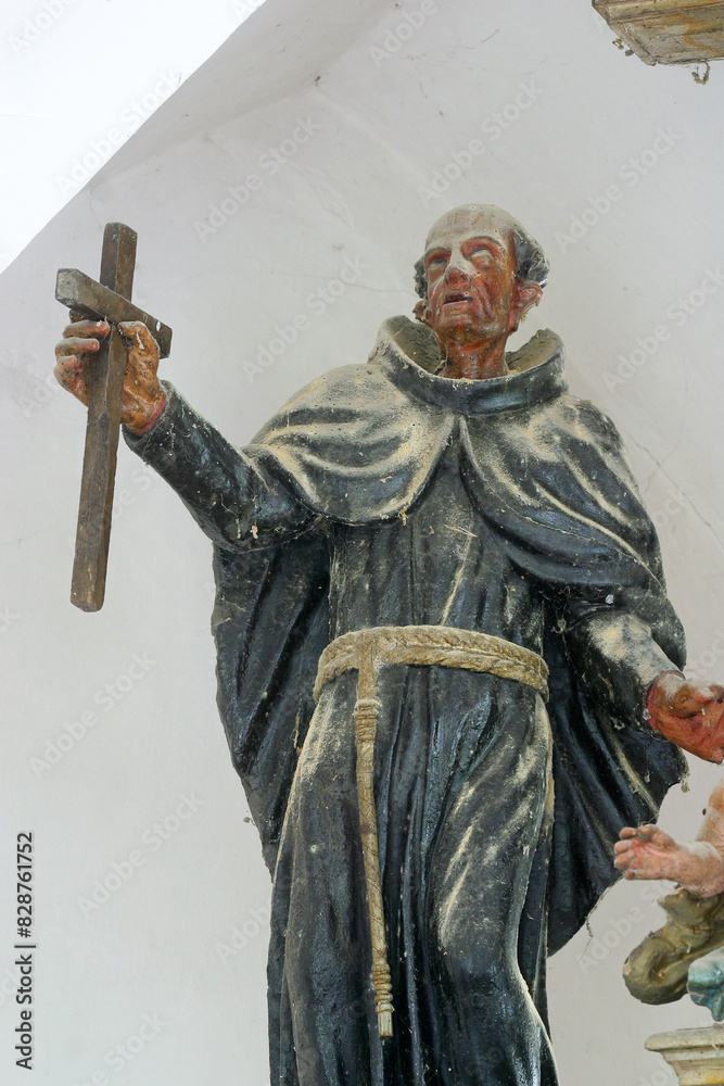 Obraz premium Statue of Saint on the main altar in the chapel of Saint Margaret in Lenisce, Croatia