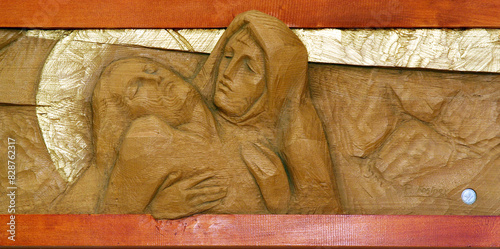 13th Stations of the Cross,Jesus' body is removed from the cross, chapel in the Convent of the Franciscan Sisters of the Immaculate Conception in Zagreb, Croatia photo