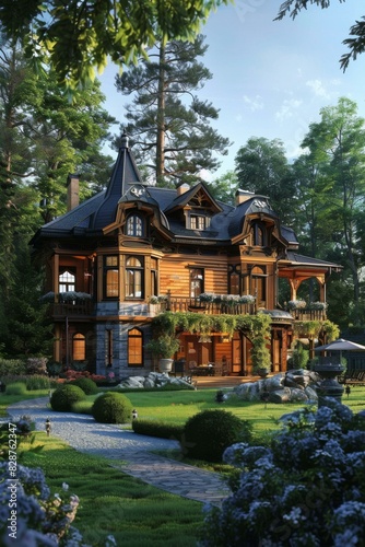 the beautiful mansion in the woods © Adobe Contributor