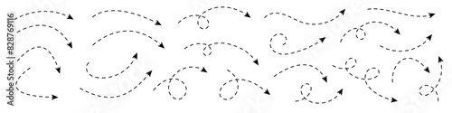 Curved dotted arrow. Zigzag arrow stripes design with dotted lines.