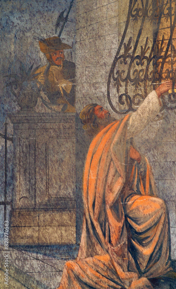 Naklejka premium Fresco in the Saint Nicholas Church in Bistra, Croatia