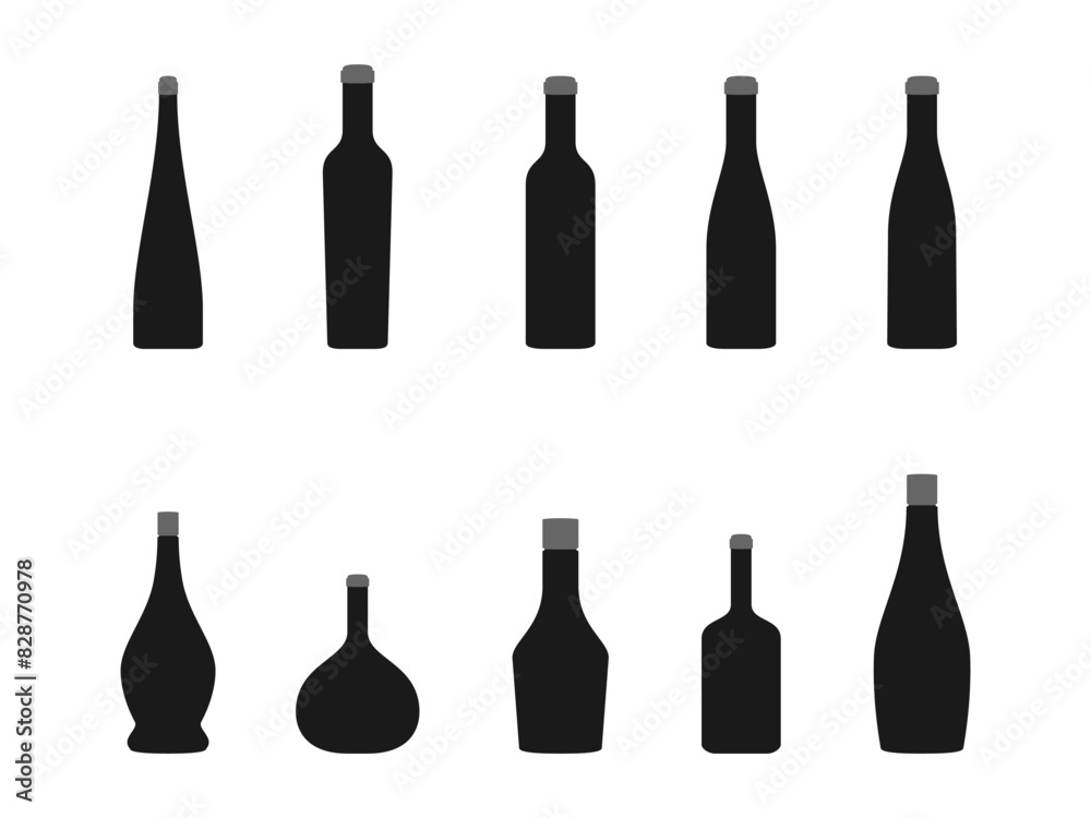 set of wine bottles. vector illustration isolated on white background. set of wine bottles. vector illustration isolated on white background.