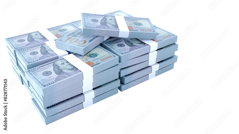 dollar bundles isolated on transparent background. 100 US dollars dollar bundles isolated on transparent background. 100 US dollars