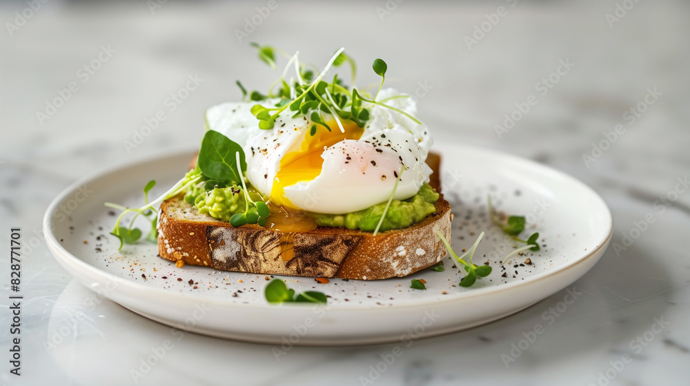 Avocado Toast with Poached Egg and Microgreens Avocado Toast with Poached Egg and Microgreens