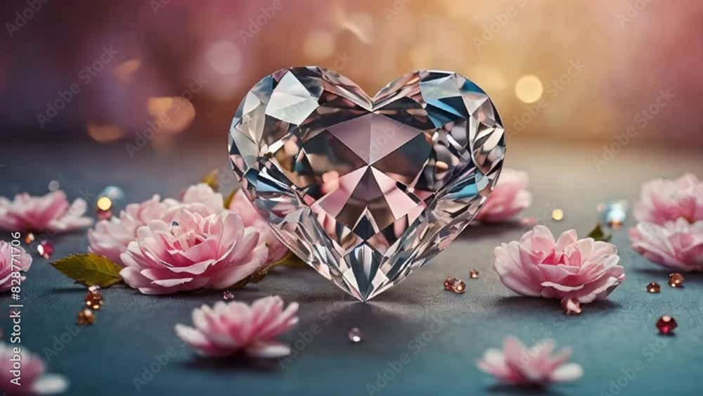 beautiful diamond heart with flowers beautiful diamond heart with flowers
