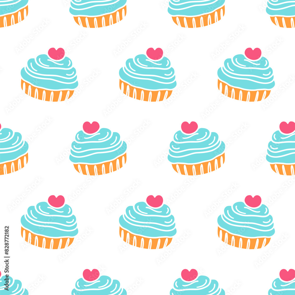 © Artrise Stocker - Bakery seamless pattern cupcake and muffin doodles © Artrise Stocker - Bakery seamless pattern cupcake and muffin doodles