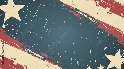 Grungy American Flag Background With Stars photo