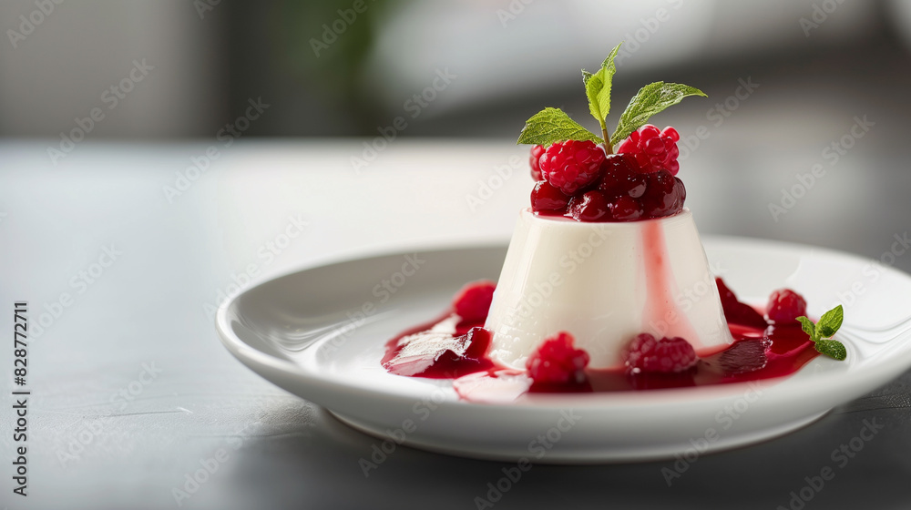 Refined Panna Cotta with Berry Compote and Mint Refined Panna Cotta with Berry Compote and Mint