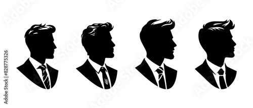 Businessman icon. Man side view profile wearing suit silhouette black filled vector Illustration icon