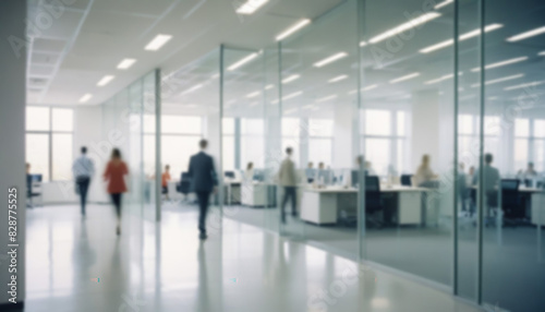 Blurred white glass office background  business people