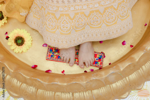 haldi ceremony ritual in Indian wedding photo