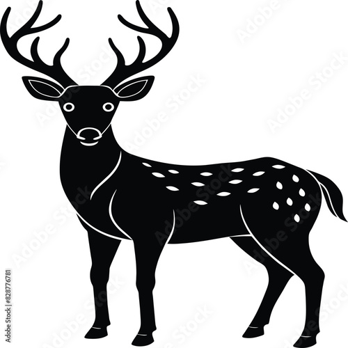 Deer silhouette illustration. Animal Linocut