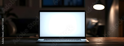 laptop on neutral background with blank screen, great for advertising
