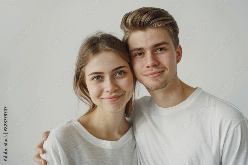 Portrait Of Happy Young Loving Couple Looking At Camera Isolated On White Background Portrait Of Happy Young Loving Couple Looking At Camera Isolated On White Background