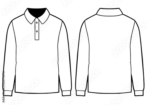 Men's long sleeve polo collar T Shirt flat fashion illustration complete editable colors photo