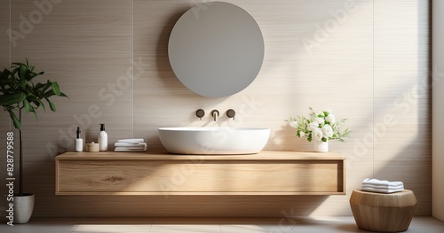 Elegant bathroom with wooden details