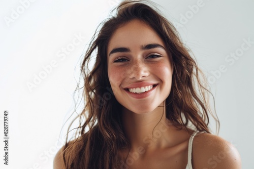 Beautiful and happy woman isolated over white background