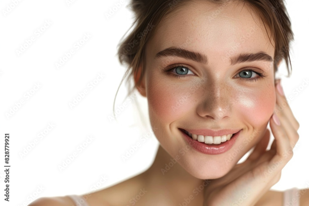 Beautiful woman portrait smiling isolated over a white background Beautiful woman portrait smiling isolated over a white background