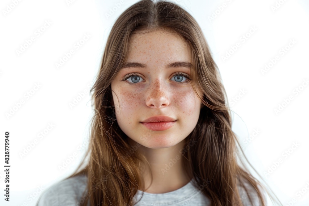 bright brunette girl isolated on a white background bright brunette girl isolated on a white background