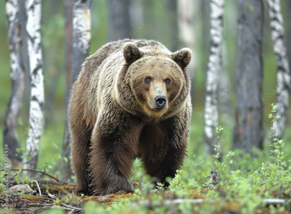 Captivating Brown Bear in Lush Forest Captivating Brown Bear in Lush Forest