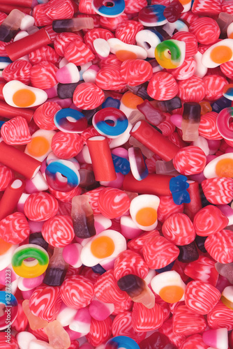 Tasty mix of jelly colorful candies.