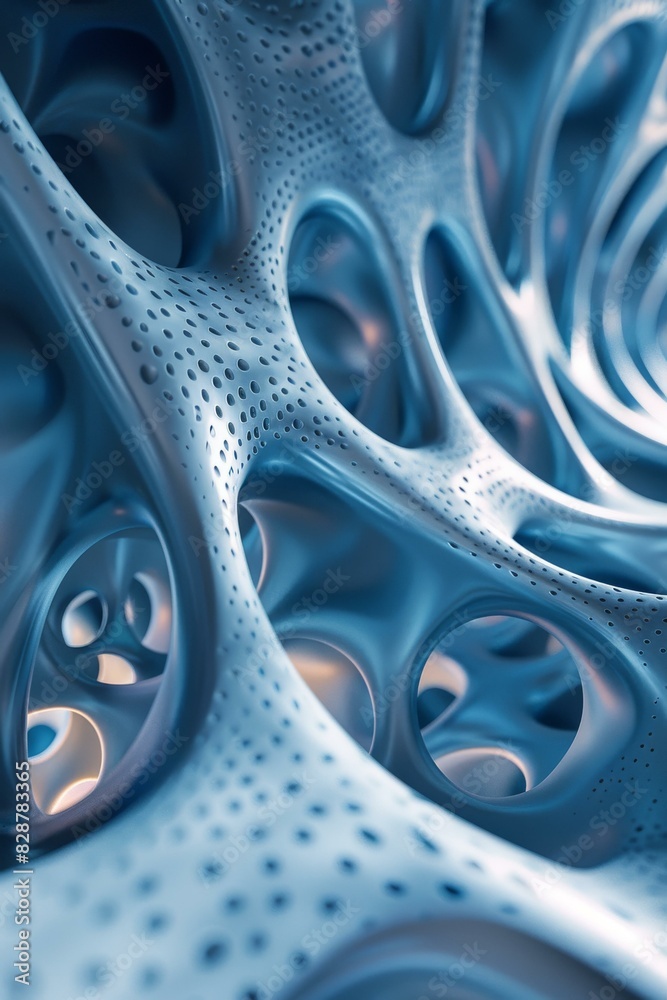 Intricate Blue Honeycomb 3D Structure Intricate Blue Honeycomb 3D Structure