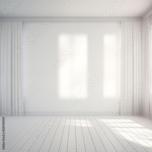 Empty room in white shade with sunlight