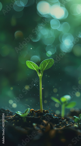 Close-up of green plants sprouting from the ground